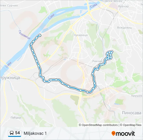 54 Bus Line Map
