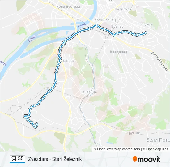 55 Bus Line Map