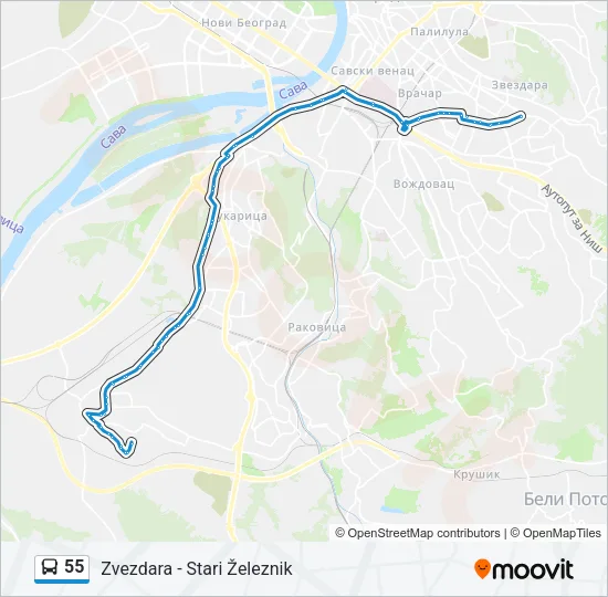 55 Bus Line Map