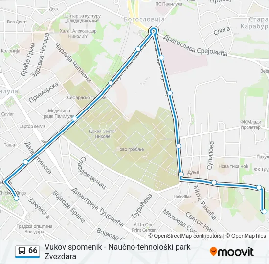66 Bus Line Map