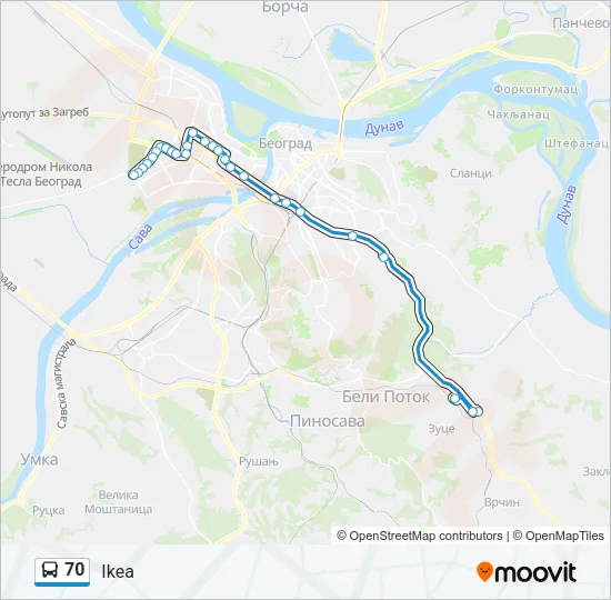70 Bus Line Map