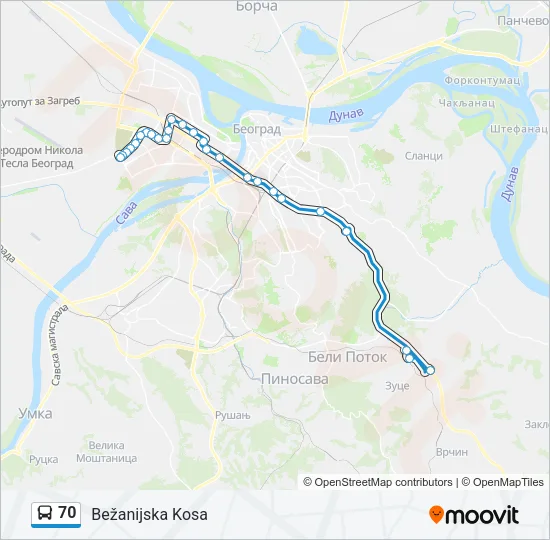 70 Bus Line Map