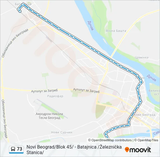 73 Bus Line Map