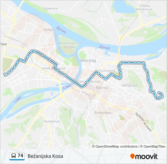 74 Bus Line Map