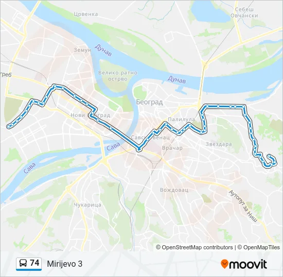 74 Bus Line Map