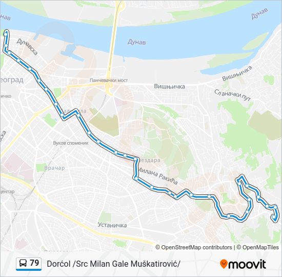 79 Route: Schedules, Stops & Maps - Dorćol /Src Milan Gale Muškatirović ...