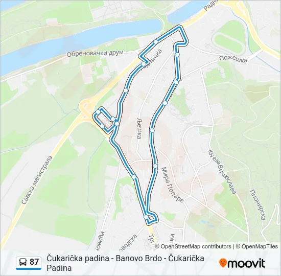 87 Bus Line Map