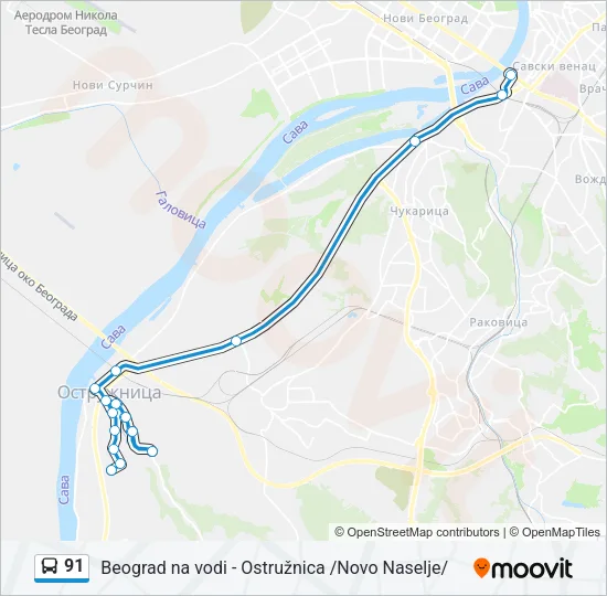 91 Bus Line Map