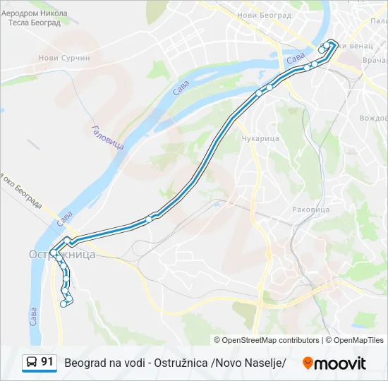 91 Bus Line Map