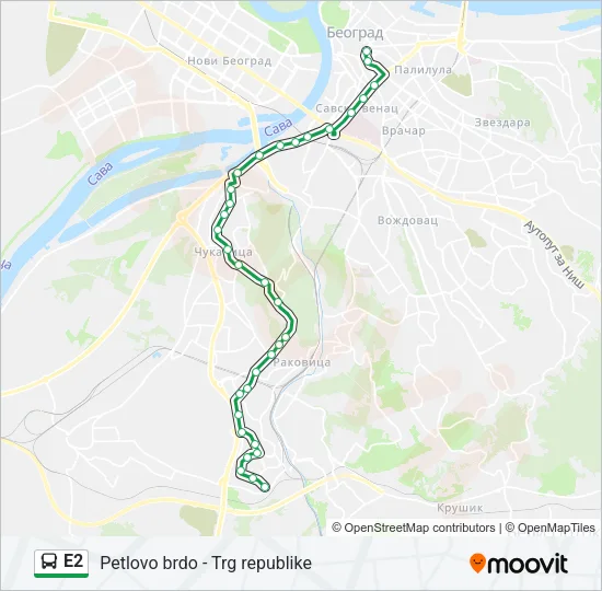 E2 Bus Line Map