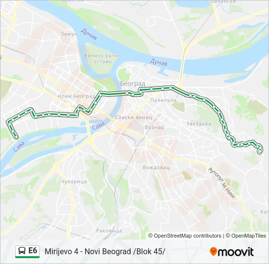 E6 Bus Line Map