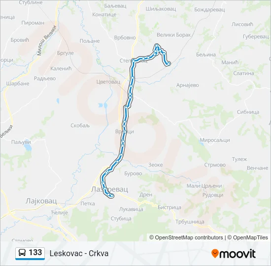 133 Bus Line Map