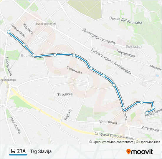 21A Bus Line Map