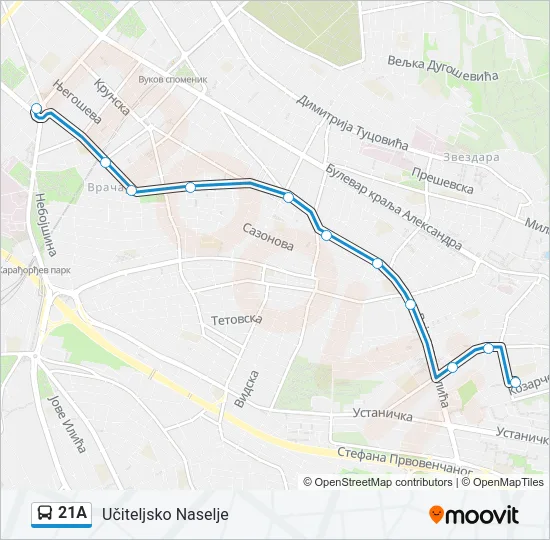 21A Bus Line Map