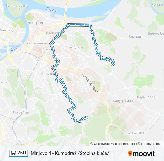 25П Bus Line Map
