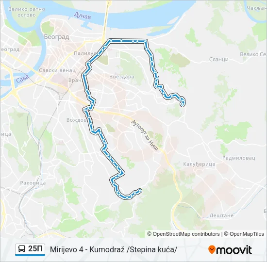 25П Bus Line Map