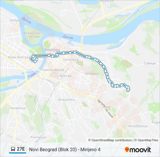 27E Bus Line Map