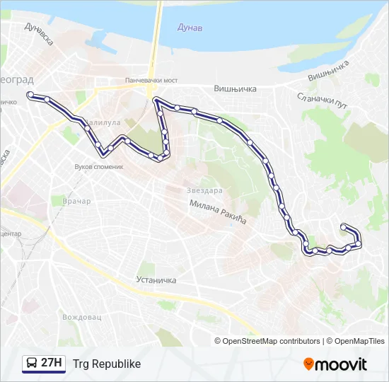 27Н Bus Line Map