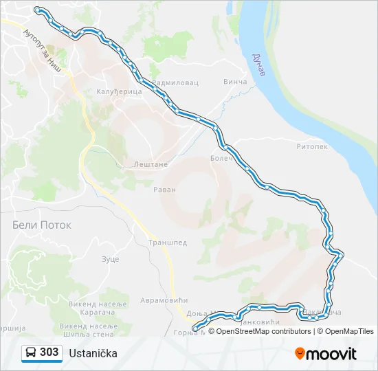303 Bus Line Map