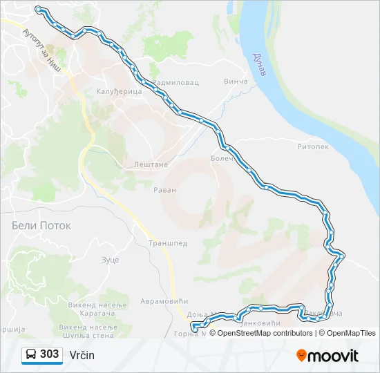303 Bus Line Map