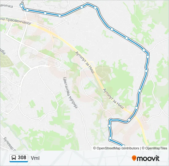308 Bus Line Map