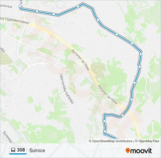 308 Bus Line Map