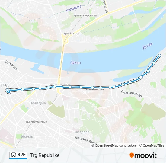 32E Bus Line Map