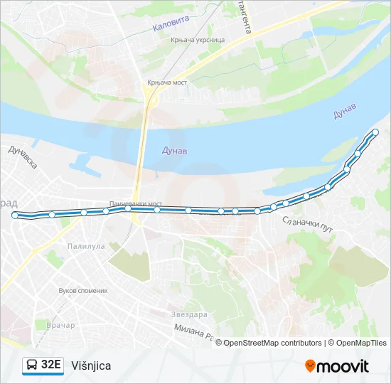 32E Bus Line Map