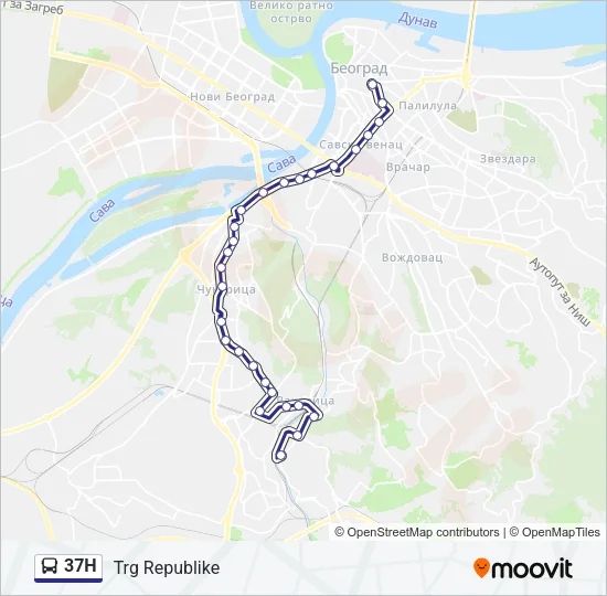 37Н Bus Line Map