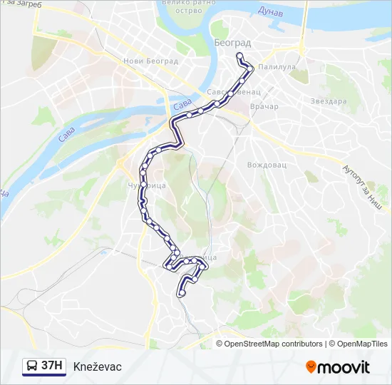 37Н Bus Line Map
