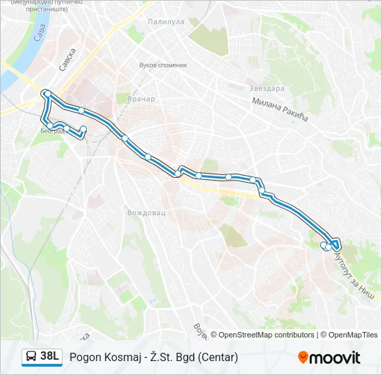 38L autobus mapa linije