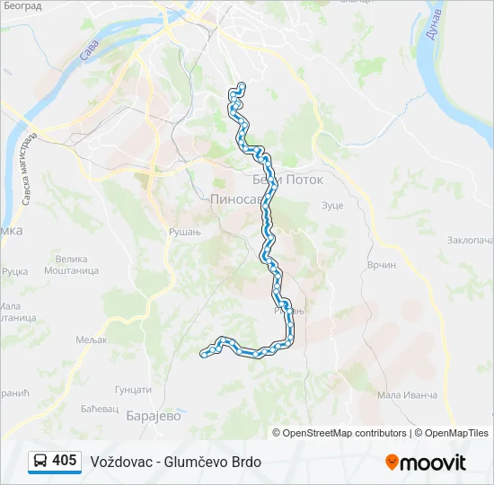 405 Bus Line Map