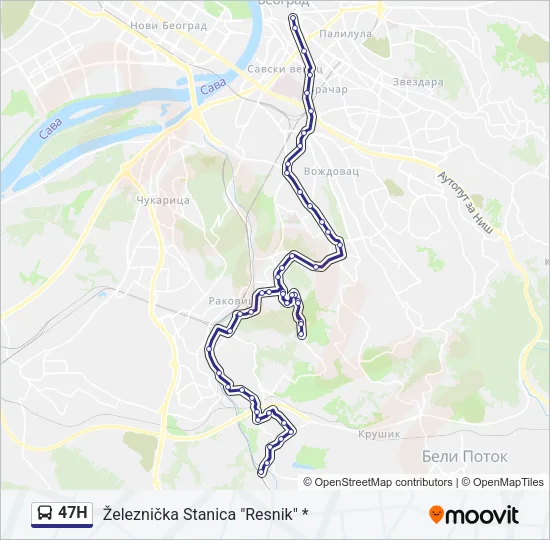 47Н Bus Line Map