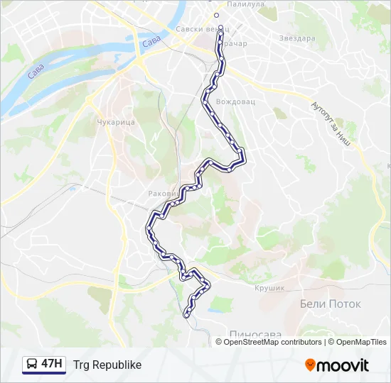 47Н Bus Line Map