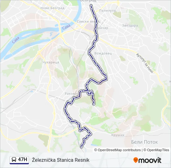 47Н Bus Line Map