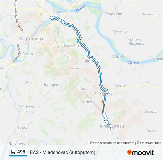 493 Bus Line Map