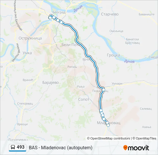 493 Bus Line Map