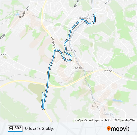 502 Route: Schedules, Stops & Maps - Orlovača Groblje (Updated)