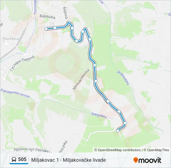 505 Bus Line Map