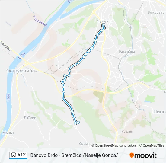 512 Bus Line Map