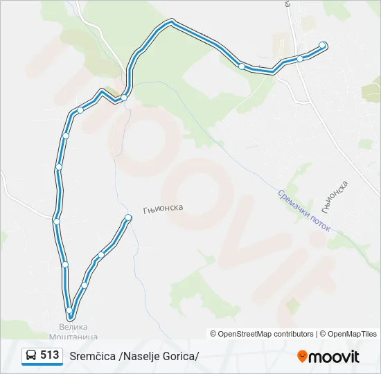 513 Bus Line Map