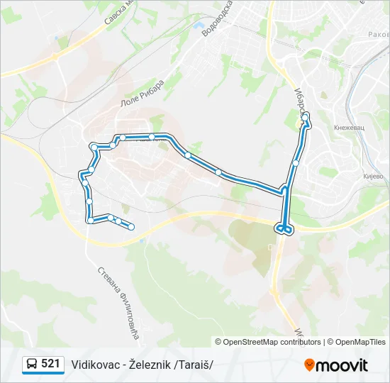 521 Bus Line Map