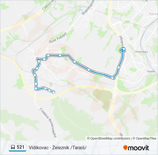 521 Bus Line Map