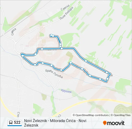 522 Bus Line Map