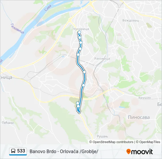 533 Bus Line Map