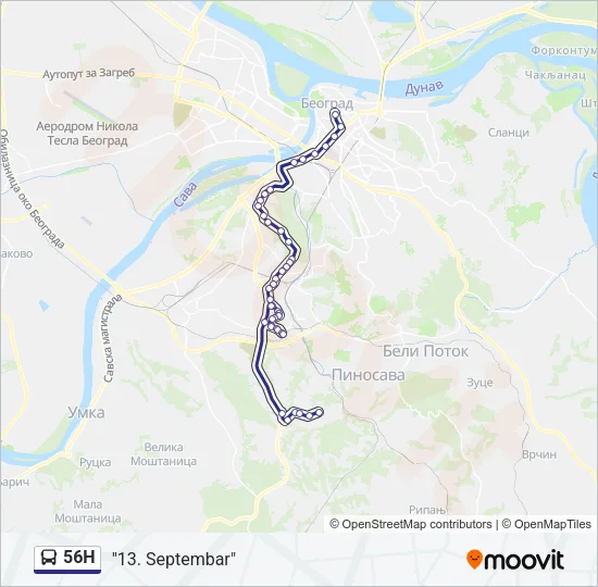 56Н Bus Line Map