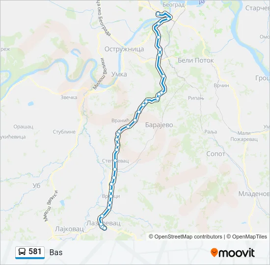 581 autobus mapa linije