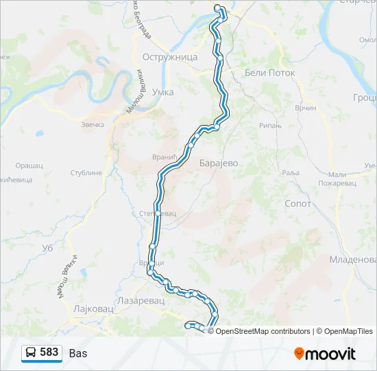 583 Bus Line Map