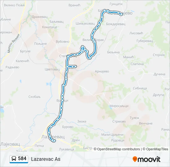 584 Bus Line Map