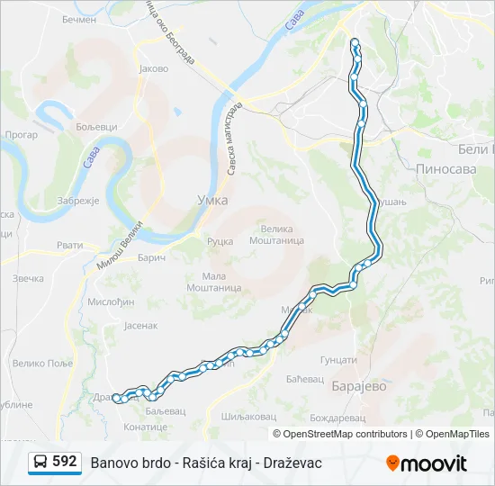 592 Bus Line Map